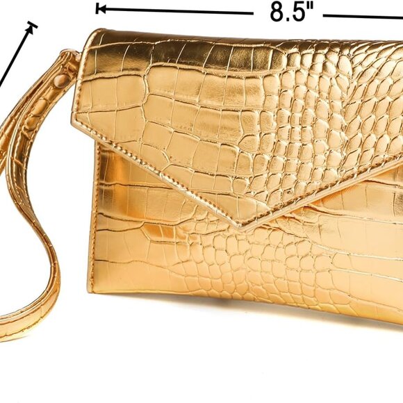 Gold Envelope Handbag for Elegant Nights - Lightweight & Practical Evening Use - Picture 4 of 8